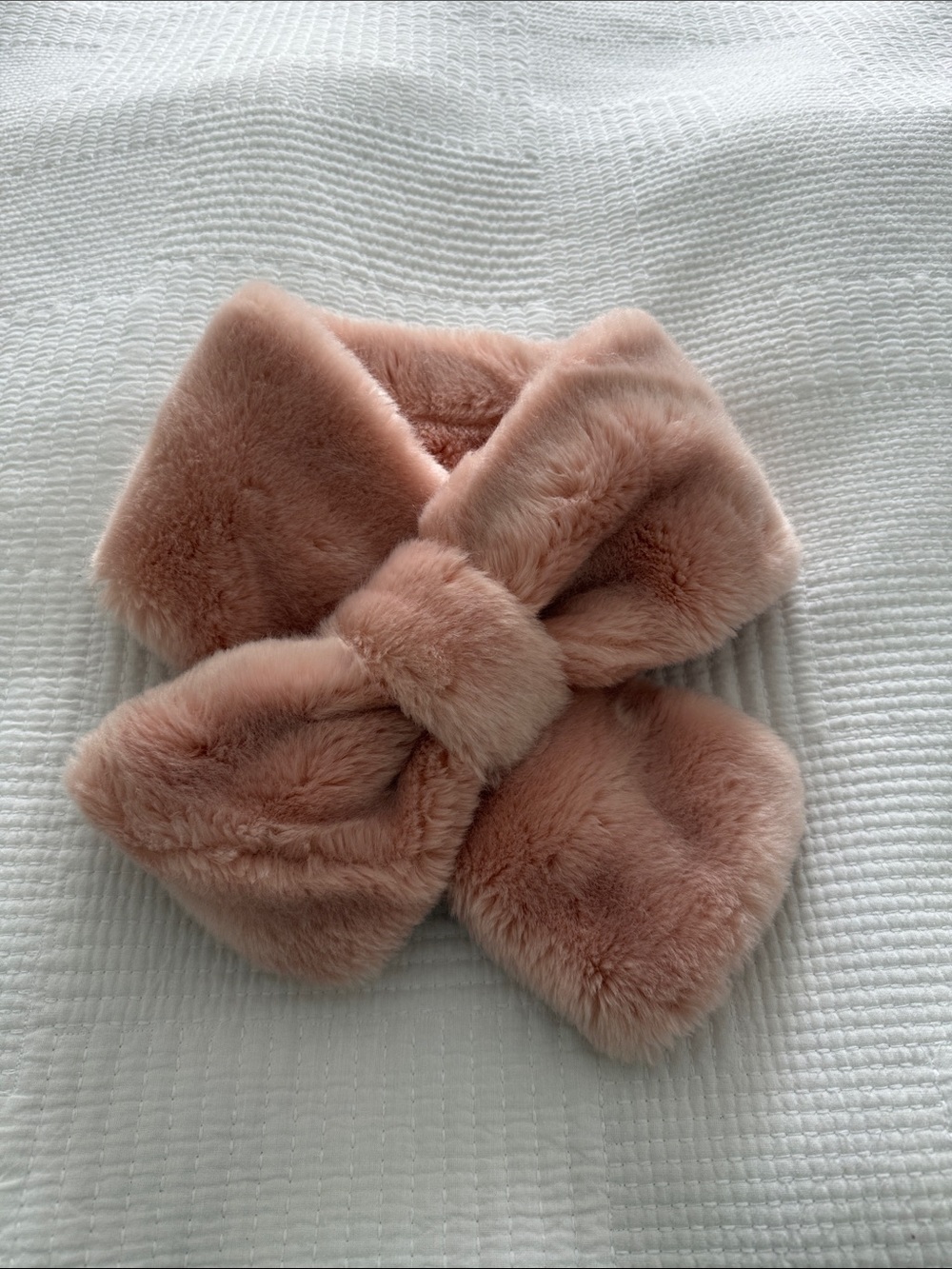 Sandro Blush Pink Faux Fur Bow Scarf for Kids